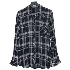 Dylan George Plaid Button Down Women’s Shirt Sz L